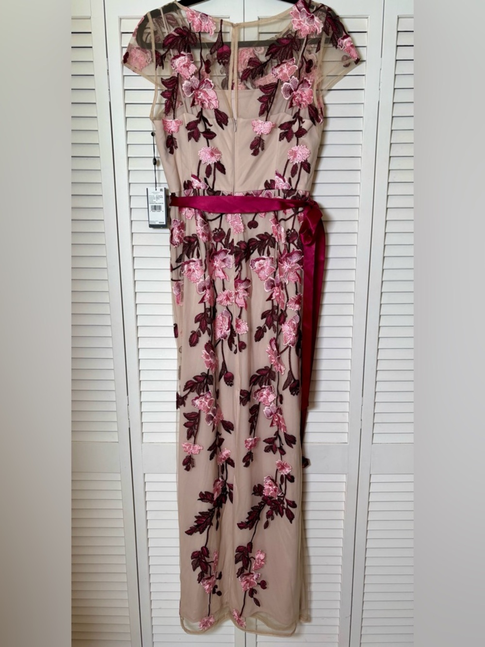 NWT Adrianna Papell Cascading Floral Column Gown 10 - Picture 5 of 6